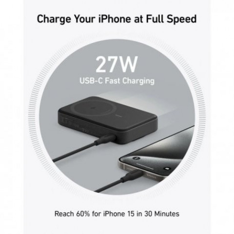 Портативна батарея Power Bank Anker MagGo 10000mAh 15W Qi2 Black (A1654G11)