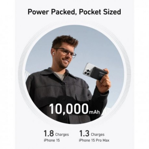 Портативна батарея Power Bank Anker MagGo 10000mAh 15W Qi2 Black (A1654G11)