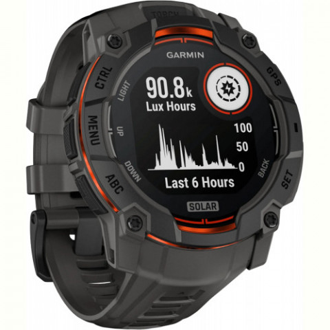 Смарт-годинник Garmin Instinct 3 50mm Solar Black with Charcoal Silicone Band (010-02935-40)