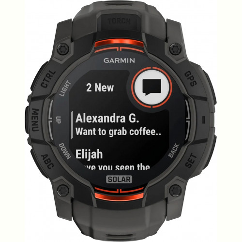 Смарт-годинник Garmin Instinct 3 50mm Solar Black with Charcoal Silicone Band (010-02935-40)