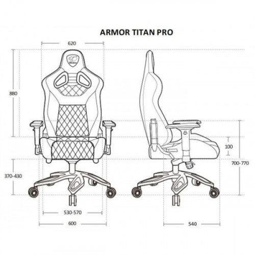 Крісло ігрове ARMOR TITAN PRO Royal , навантаження до 160 кг, колір чорний.