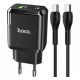 Мережевий зарядний пристрій Hoco N5 (1USB 3A QC3.0 + 1 PD Type-C) Black (S25720) + кабель Type-C