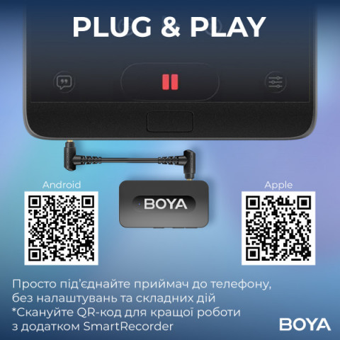 Бездротовий петличний мікрофон BOYA BY-V35 TRS for camera Black Купити в Україні