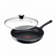Сковорода з кришкою Tefal Day by Day, 28см, з кришкою, алюміній, бакеліт, скло, чорний