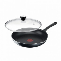 Сковорода з кришкою Tefal Day by Day, 28см, з кришкою, алюміній, бакеліт, скло, чорний