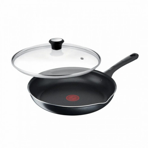 Сковорода з кришкою Tefal Day by Day, 28см, з кришкою, алюміній, бакеліт, скло, чорний