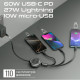 Кабель Promate USB Type-C - USB Type-C Lightning microUSB (M/M), 3A, 60W, 1.1 м, Black (triocord-r.black)