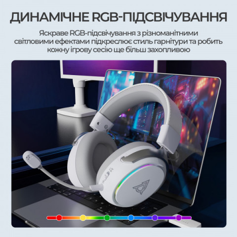 Бездротова ігрова гарнітура Ajazz AHM10 Max White (AHM10-MAX-W) Купити в Україні
