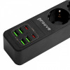 Мережевий фільтр Proove Power Strip P-03 (3 розетки + 4 USB + 2 Type-C) 2М black Купити в Україні