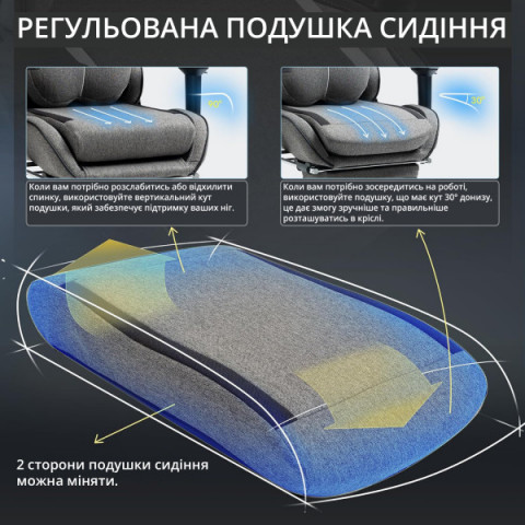 Геймерське крісло GT Racer X-2308 Fabric Black/Gray