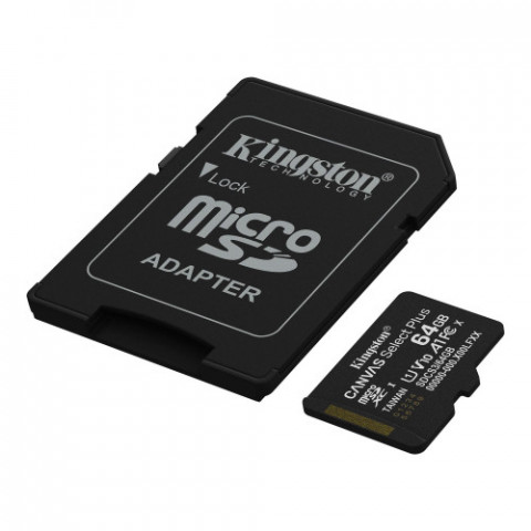 Карта пам`яті MicroSDXC 64GB UHS-I Class 10 Kingston Canvas Select Plus R100MB/s + SD-адаптер (SDCS3/64GB)