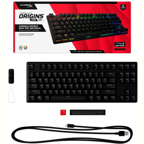 Клавіатура HyperX Alloy Origins Core PBT Aqua RGB Black (639N9AA)