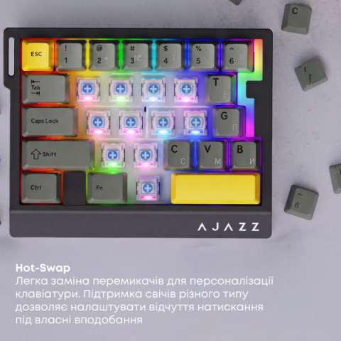 Дротова магнітна клавіатура Ajazz AK029 Ice lsland Magnetic Switch (AK029-I-BY) Купити в Україні