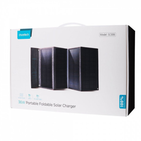 Портативна Сонячна Зарядна Станція Choetech 36W black Купити в Україні