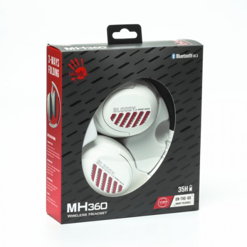 Гарнітура ігрова Bloody MH360 (White), білий колір, Bluetooth v5.3 + 3.5 Jack