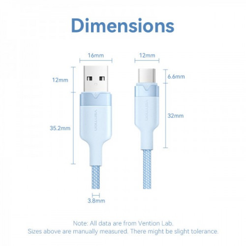 Кабель Vention USB - USB Type-C (M/M), 60W, 3A, 1 м, White (CTNWF)