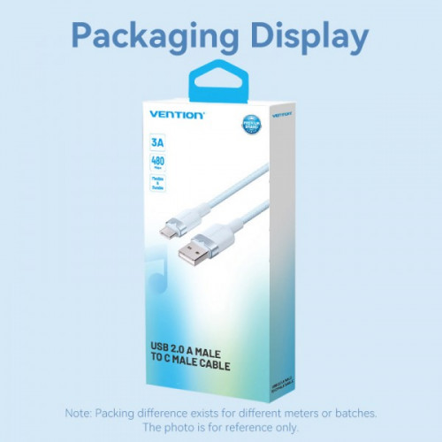 Кабель Vention USB - USB Type-C (M/M), 60W, 3A, 1 м, White (CTNWF)
