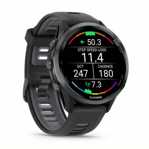 Смарт-годинник Garmin Forerunner 970 Black Carbon Gray DLC Titanium with Black/Translucent Whitestone Silicone with Slate Buckle (010-02969-60)