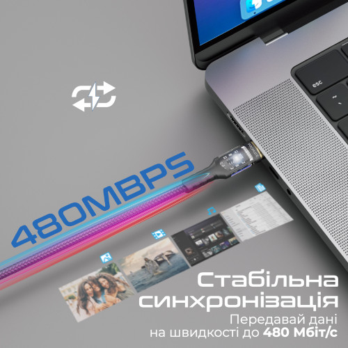 Кабель Promate USB Type-C - USB Type-C (M/M), 5 A, 100 W, 2 м, Lucidline-CC200 Black (lucidline-cc200.black)