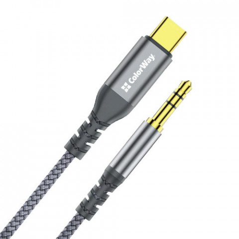 Адаптер ColorWay USB Type-C - 3.5 мм (M/M), 1.2 м, Gray (CW-CBPDJ071-G)