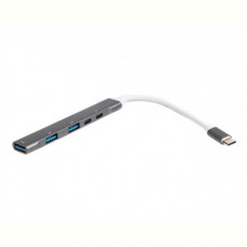 Концентратор USB Type-C Maxxter 1xUSB-A 3.0, 2xUSB-A 2.0, 1xUSB-C (PD100W charging), 1хUSB-C Gray (HU3C-4P1PD-01)