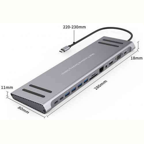 Концентратор-підставка USB-C XoKo AC-1400 (XK-AC1400-SL)