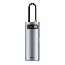USB-Хаб Baseus Metal Gleam Series 7-in-1 (2xUSB3.0 + 4KHD + Type-C + Type-C PD+ TF + SD) gray