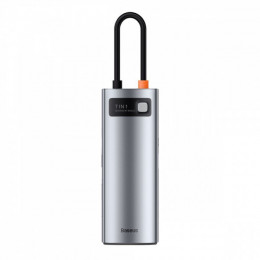 USB-Хаб Baseus Metal Gleam Series 7-in-1 (2xUSB3.0 + 4KHD + Type-C + Type-C PD+ TF + SD) gray