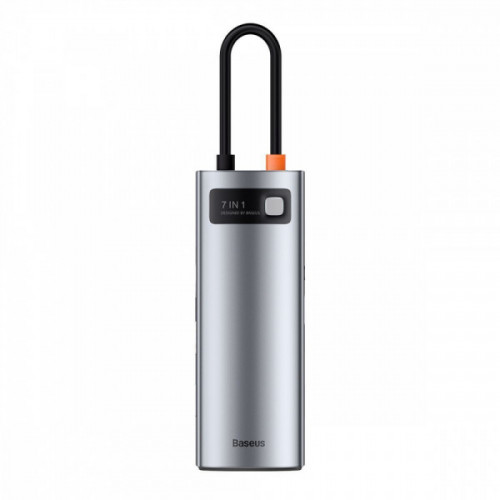 USB-Хаб Baseus Metal Gleam Series 7-in-1 (2xUSB3.0 + 4KHD + Type-C + Type-C PD+ TF + SD) gray Купити в Україні