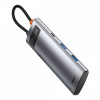 USB-Хаб Baseus Metal Gleam Series 7-in-1 (2xUSB3.0 + 4KHD + Type-C + Type-C PD+ TF + SD) gray Купити в Україні