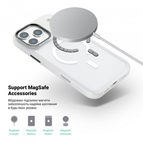 Чохол ArmorStandart Unit-C MagCase для Apple iPhone 17 Pro Matte Clear + Orange Button Set (ARM90586)