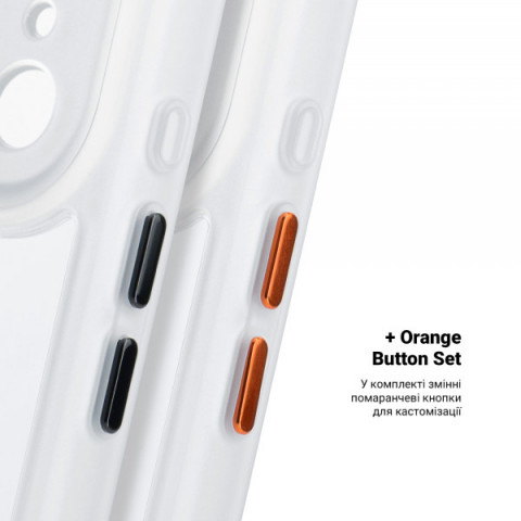 Чохол ArmorStandart Unit-C MagCase для Apple iPhone 17 Pro Matte Clear + Orange Button Set (ARM90586)