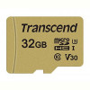 Карта пам`ятi MicroSDHC 32GB UHS-I/U3 Class 10 Transcend 500S + SD-adapter (TS32GUSD500S)