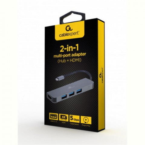 USB-хаб Cablexpert USB Type-C Grey 3-в-1 (A-CM-COMBO2-01)