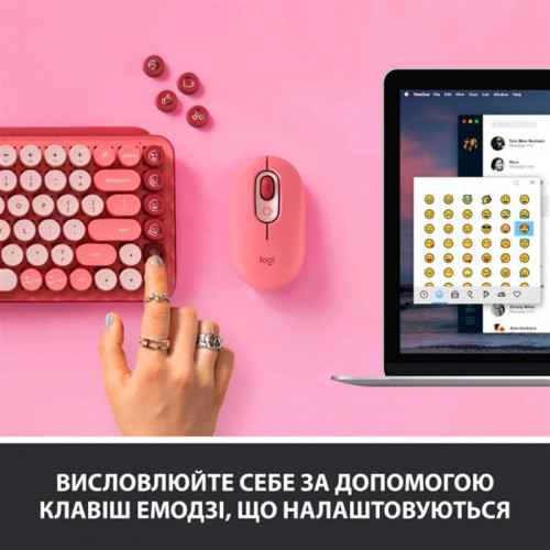 Клавiатура Logitech Pop Wireless Heartbreaker Rose (920-010718)