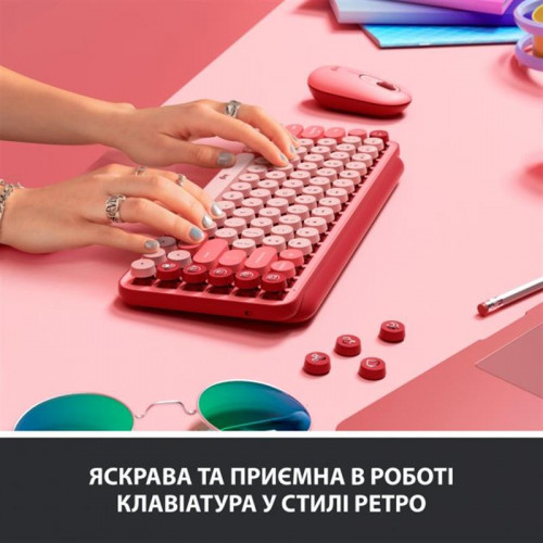 Клавiатура Logitech Pop Wireless Heartbreaker Rose (920-010718)