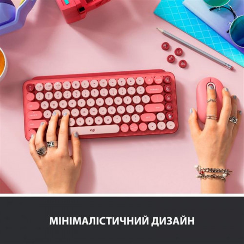 Клавiатура Logitech Pop Wireless Heartbreaker Rose (920-010718)