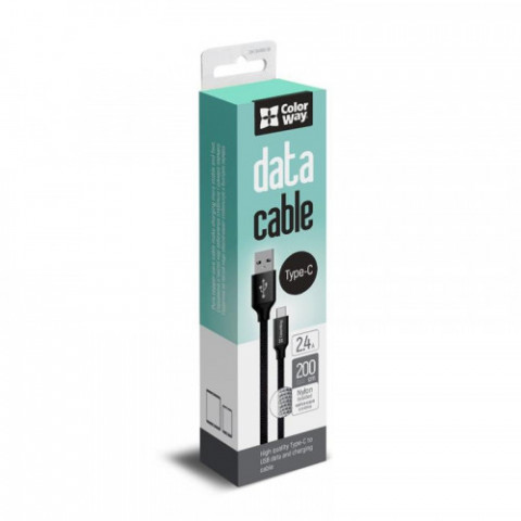 Кабель ColorWay USB - USB-C (M/M), 2 м Black (CW-CBUC008-BK)