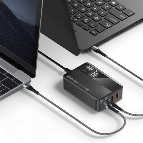 Мережевий зарядний пристрій ColorWay Power Delivery GaN (2USB-A + 2USB TYPE-C) (100W) Black (CW-CHS041PD-BK)