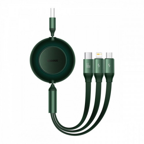 Кабель Baseus Bright Mirror 2 Series 3-in-1 (Micro USB+Lightning+Type-C) 66W (1.1m) green Купити в Україні