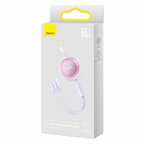 Кабель Baseus Bright Mirror 2 Series 3-in-1 (Micro USB+Lightning+Type-C) 66W (1.1m) green Купити в Україні