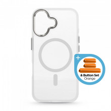 Чохол ArmorStandart Unit MagCase для Apple iPhone 17 Matte Clear Silver + Orange Button Set (ARM90581)