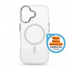 Чохол ArmorStandart Unit MagCase для Apple iPhone 17 Matte Clear Silver + Orange Button Set (ARM90581)