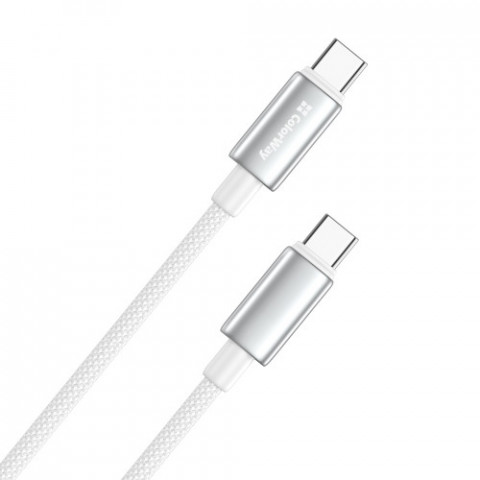 Кабель ColorWay USB Type-C - USB Type-C (M/M), zinc alloy braided, 5А, 1 м, White (CW-CBPDCC098-WT)