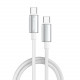 Кабель ColorWay USB Type-C - USB Type-C (M/M), zinc alloy braided, 5А, 1 м, White (CW-CBPDCC098-WT)