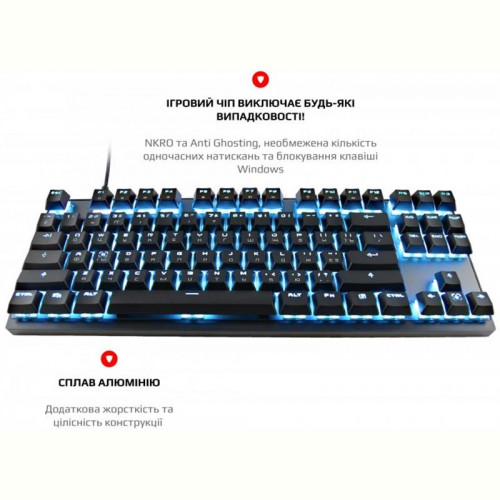 Клавіатура бездротова Motospeed GK82 Outemu Blue Ukr (mtgk82bmb) Black USB