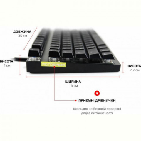 Клавіатура бездротова Motospeed GK82 Outemu Blue Ukr (mtgk82bmb) Black USB
