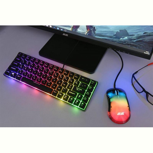 Клавіатура 2E Gaming KG345 RGB 68key USB Transparent