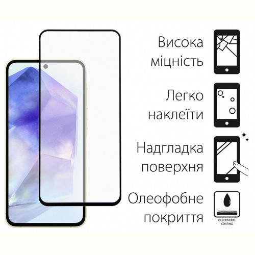 Захисне скло Dengos для Samsung Galaxy A55 5G SM-A556 Black Full Glue (DG-TG2P-14) 2шт