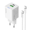 Мережевий зарядний пристрій ColorWay GaN Mini 35W PD Port PPS USB (Type-C PD + USB QC4.0) White (CW-CHS055PDC-WT) + кабель USB Type-C